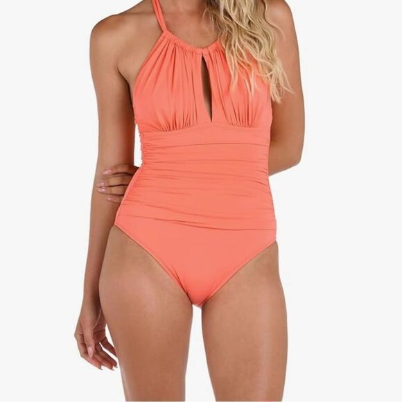 La Blanca Other - La Blanca Women's Island Goddess High Neck Keyhole One Piece Swimsuit NWT